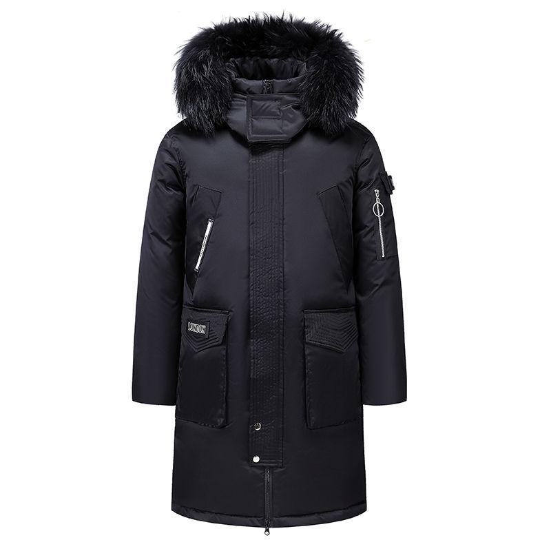 Thick White Duck Down Jacket Men's Mid-length Over-the-knee Youth Plus Size Casual Jacket Trend Must-have