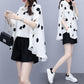 WTEMPO Polka Dot Pattern Suit Women Shirt Elastic Waist Shorts Bat Sleeves Plus Size Casual Two-piece Suit