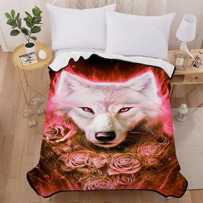 3D3D Rose Wolf Bed Supplies Set Pillow Set Three Set Home Life Bed Set Dark Breeze