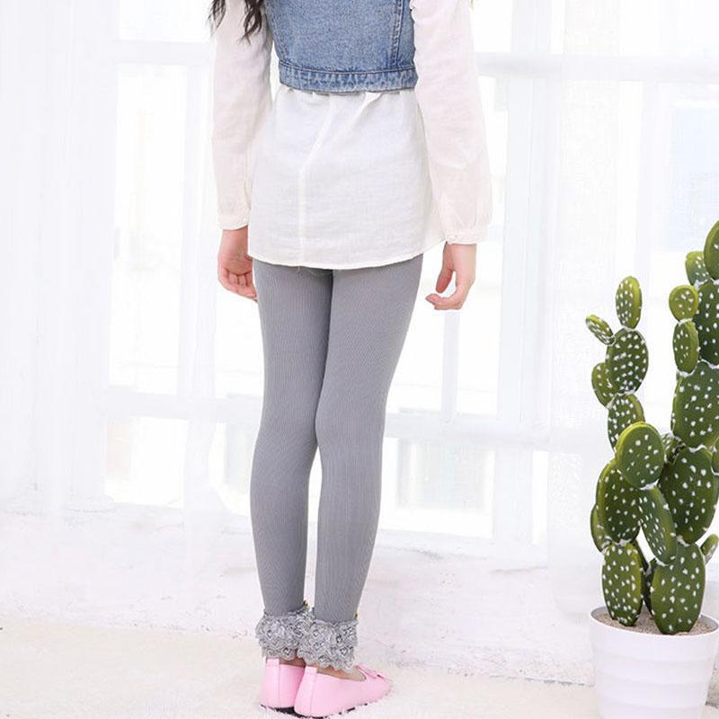 Girls' Leggings Spring and Autumn Thin Sectio Little Girl Trousers Lace Trousers Nine-point Trousers Small Feet Trousers Outer Wear