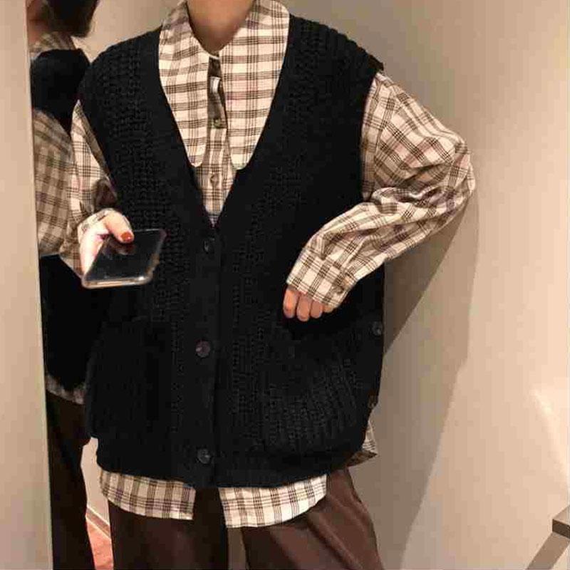 Spring and Autumn Loose Hollow Vest Large Size Sleeveless Solid Color Top Fashion Simple Women's Sweater