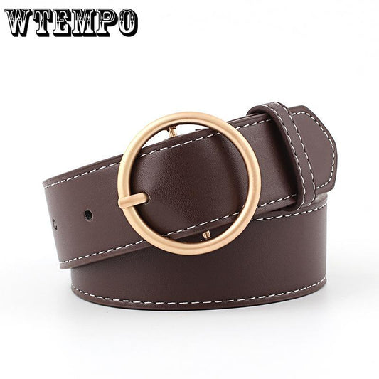 Concise Round buckle ladies wide belt fashion buckle pants belt