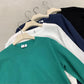 Solid Color Labeling Waffle Round Neck Pullover Loose Version Casual Sweater Men's Long-sleeved Top