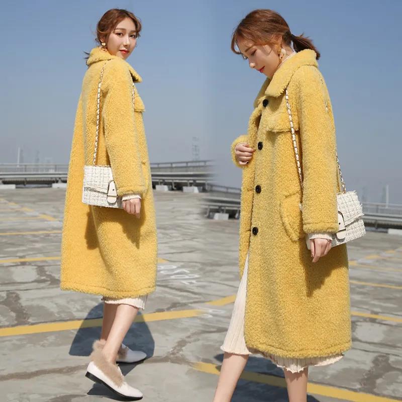 Lamb Wool Coat Women's Winter Thickening and Velvet Fashion Loose Coat Mid-length Faux Wool Fur Coat