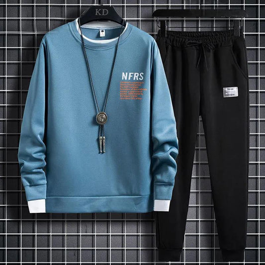Campus Student Hooded Pullover Suit Spring Casual Sweater and Pants Teen Clothing Sports Suit Men