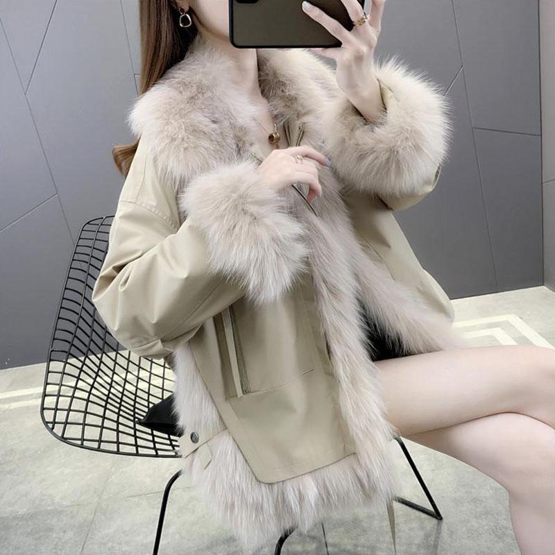 Parkas Female Imitation Fox Fur Liner Mid-length Young Women Coat Winter