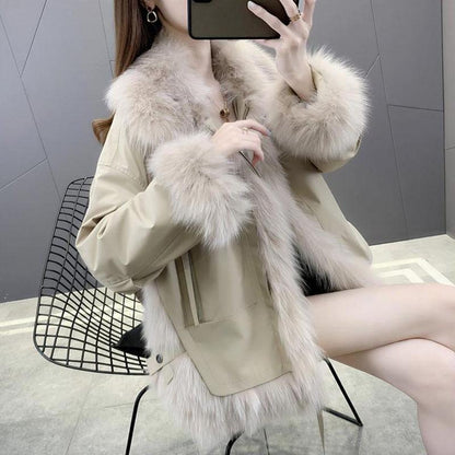 Parkas Female Imitation Fox Fur Liner Mid-length Young Women Coat Winter
