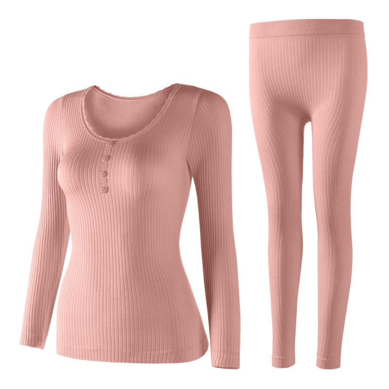 Women Winter Autumn Warm Clothes Thermal Underwear O-neck Tops Pants Female Tight Thicken Windproof Comfortable Lining Long Sleeve High Elasticity