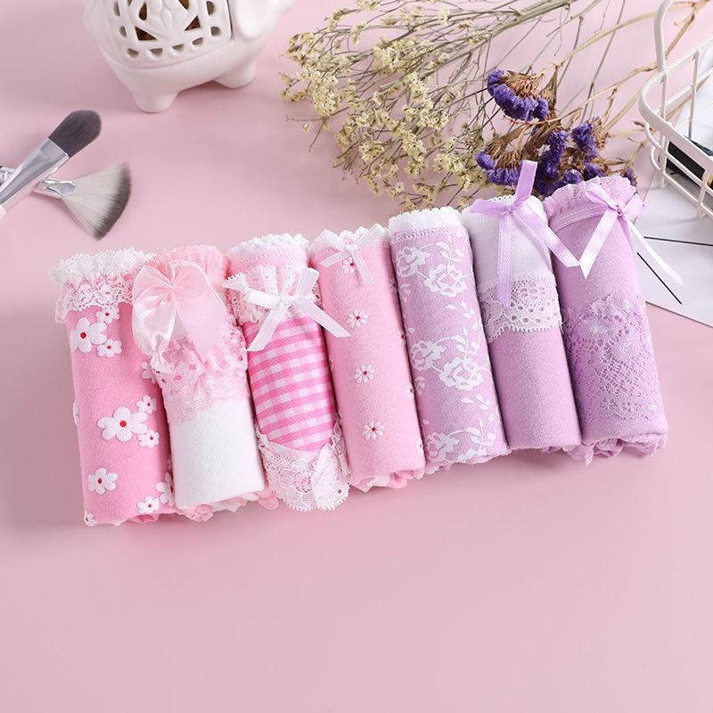 7 Pieces of 95% Cotton Women's Underwear Women's Plus Size Underwear Student Low-rise Pants  Girls' Underwear
