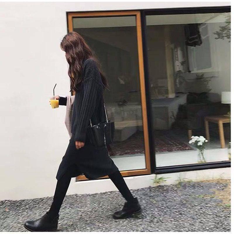 Two-piece Vest Dresses and Sweaters Lady's Winter Long Pullover Female Slim Thick Warm Sweater