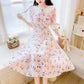 Large Size Dress Summer Mid-length Sweet and Lovely Floral Chiffon Dress Female Temperament Elegant Waist Slimming Slim Chiffon Dress