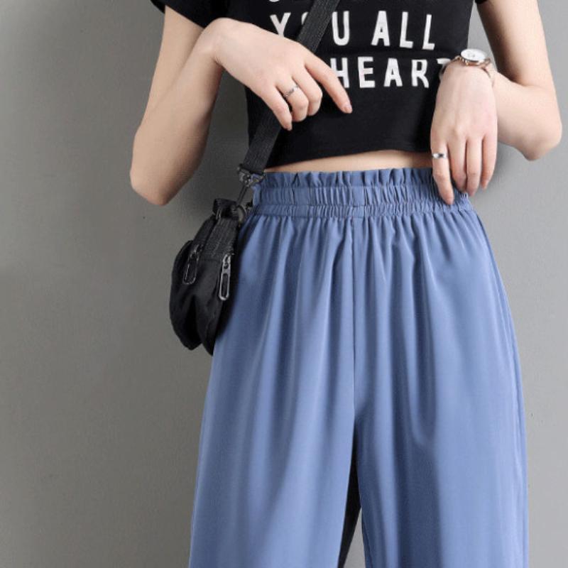 Chiffon Beamed Nine-point Harem Pants Female Summer Thin Section High Waist Drape Ice Silk Sports and Leisure Bloomers