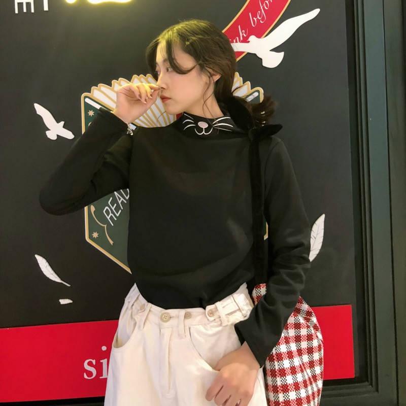 Pofulove Turtleneck Bottoming Shirt Long Winter Plus Velvet Half  Slimming Slimming Slimming