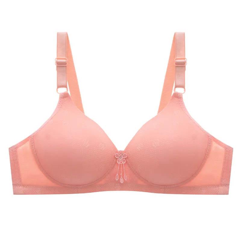 Large Size Jacquard Thin Bra No Steel Rings Gathering Comfortable Receiving Side Breast Breathable Sexy Soft Ladies Bra