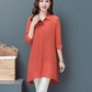 Women's Large Size Mid-length Chiffon Shirt 3/4 Sleeve Cardigan Shirt Spring Summer Loose Casual Sun Protection Coats