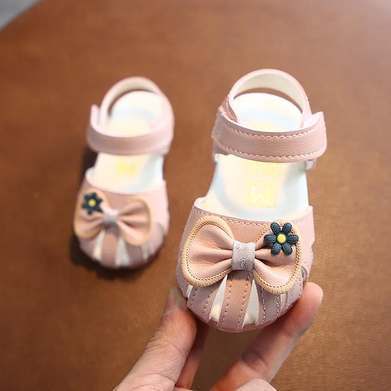 Summer Baby Light Cool Shoes Anti-slip Flat Princess Shoes Baby Girl Soft Sole Bow Decoration Prewalkers Shoes