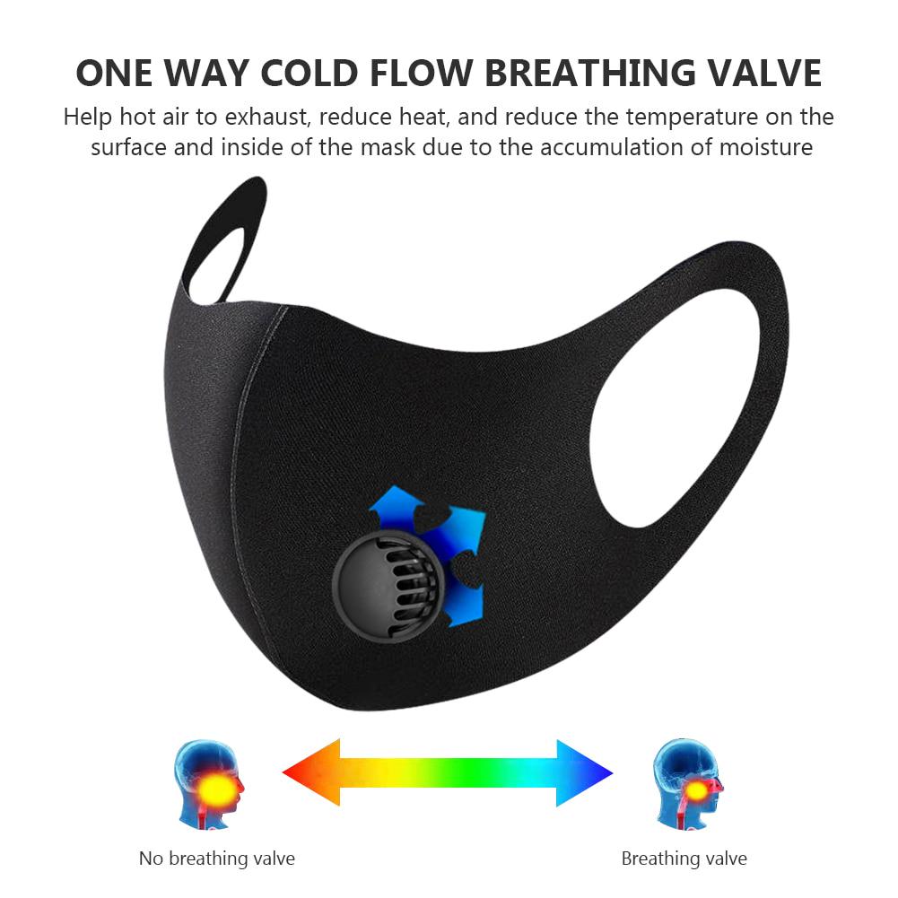 Cotton Black White Valve Mouth Face Masks Anti PM2.5 Dust Maske Washable Reusable Mouth Cover Filter