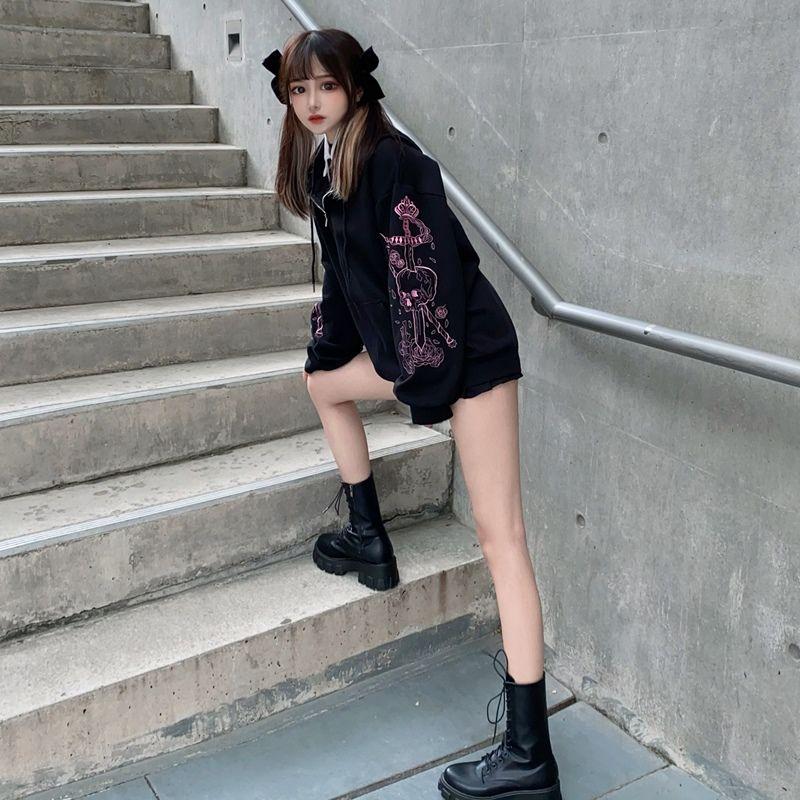 New arrival Autumn Winter Women Japanese Harajuku Preppy Style embroidered loose Baseball Long Sleeve Fashion Coat