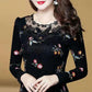 Women's Spring and Autumn Slim Print Round Neck Bottoming Shirt Top Long-sleeved Shirt