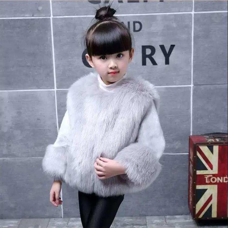 Girls' Fur Winter Jackets Children's Imitation Fox Fur Children Wool Sweater Baby Thickening Solid Color Plush Thickening Warm Cotton Clothing