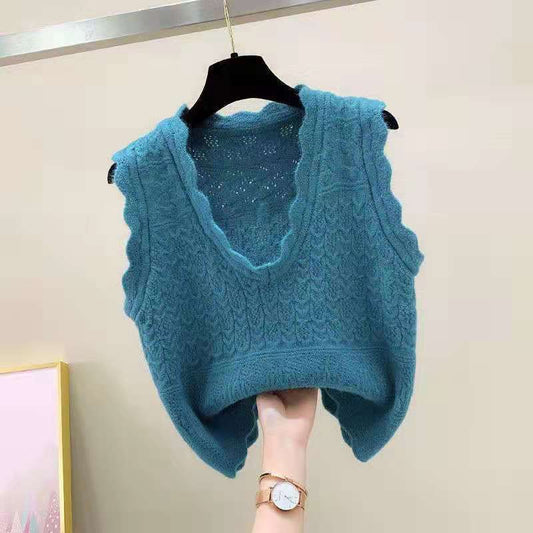 V-Neck Knitted Vest Women New Korean Fashion Sleeveless Sweaters Waistcoat for Outwear Spring Autumn 2021