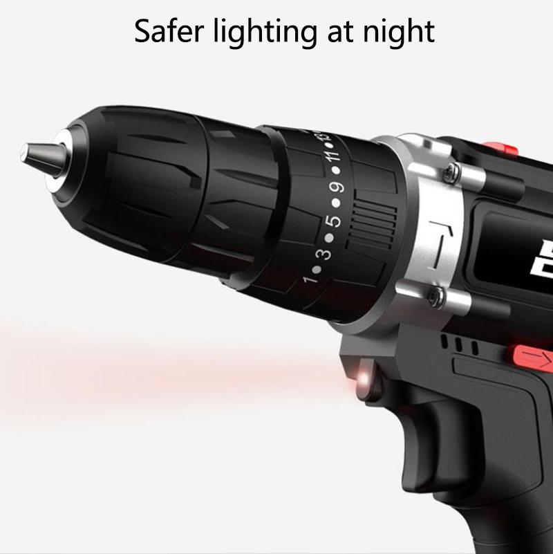 Industrial Cordless Drill Set 128Vf Two-speed Electric Screwdriver Rechargeable Motor  Tools