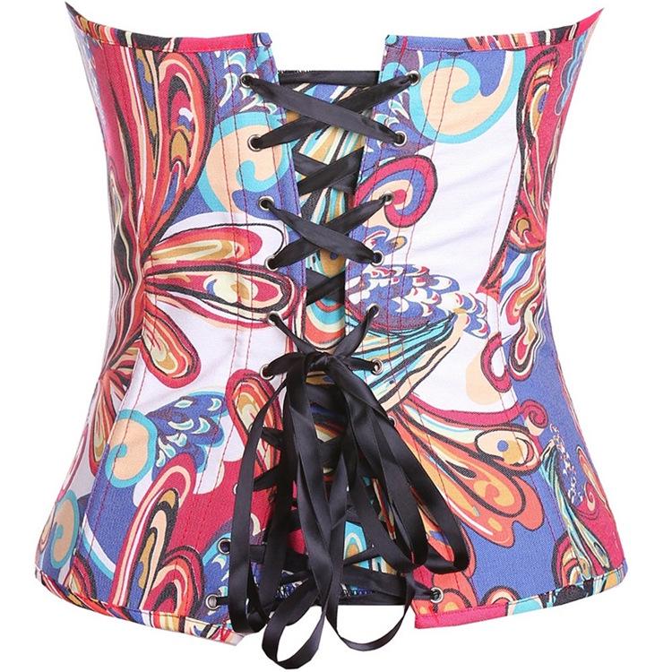 Sexy Boned Waist Trainer Brocade Corsets Bustiers Embroidery Lace Up Corselet Gothic Plus Size Body