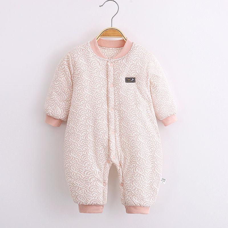 Baby Jumpsuit Autumn and Winter Newborn Clothes Male and Female Baby Clip Cotton Pure Cotton Thickened Autumn and Winter Baby Clothes