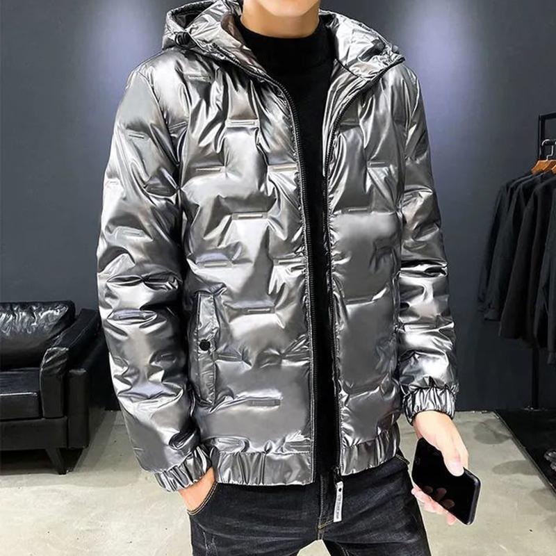 Winter Down Padded Jacket Men's Short Padded Jacket Young and Middle-aged Korean Trend Bright Leather Padded Jacket