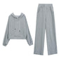Suit Cotton-containing Leisure Sports Suit Hooded Long-sleeved Hoodie Wide Leg Pants Two-piece Women's Loose Suit Casual Wear