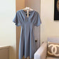 Female Summer Simple and Elegant Dress Slim High Waist V-neck Party Graceful Dress