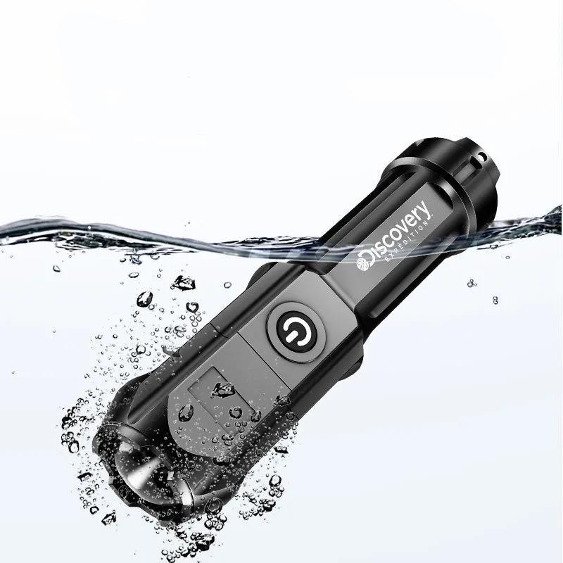 Zoomable Mini Flashlight Usb Charging Waterproof Home Outdoor Led Powerful  Torch