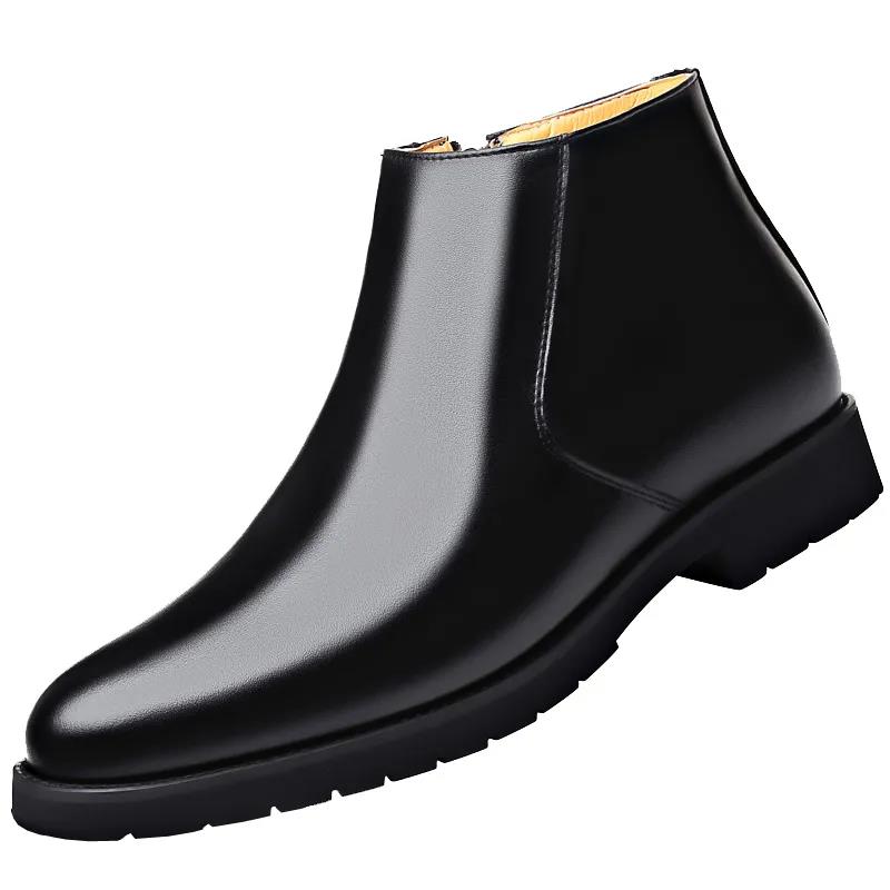 Martin Boots Men's Leather Short Boots Winter Plus Velvet Warm High-top Cotton Shoes British Tooling Boots