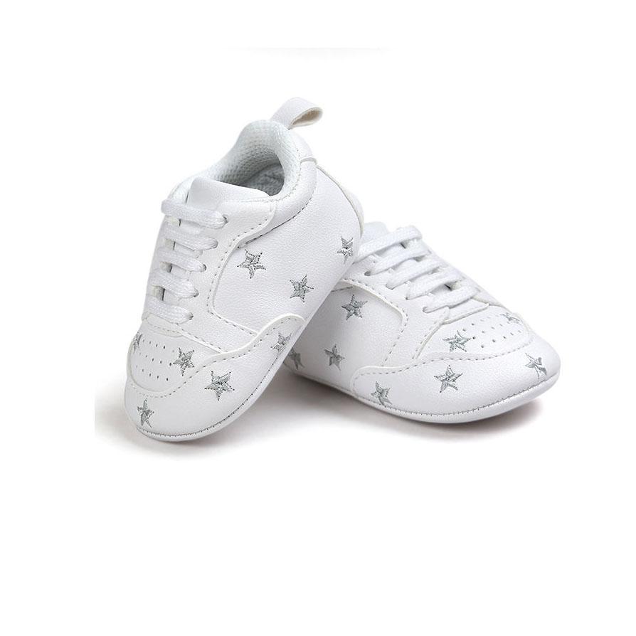 Kids Shoes Anti-slip Soft Sole Stars Embroidery Boys Girls Casual Shoes Breathable Sports Little White Shoes