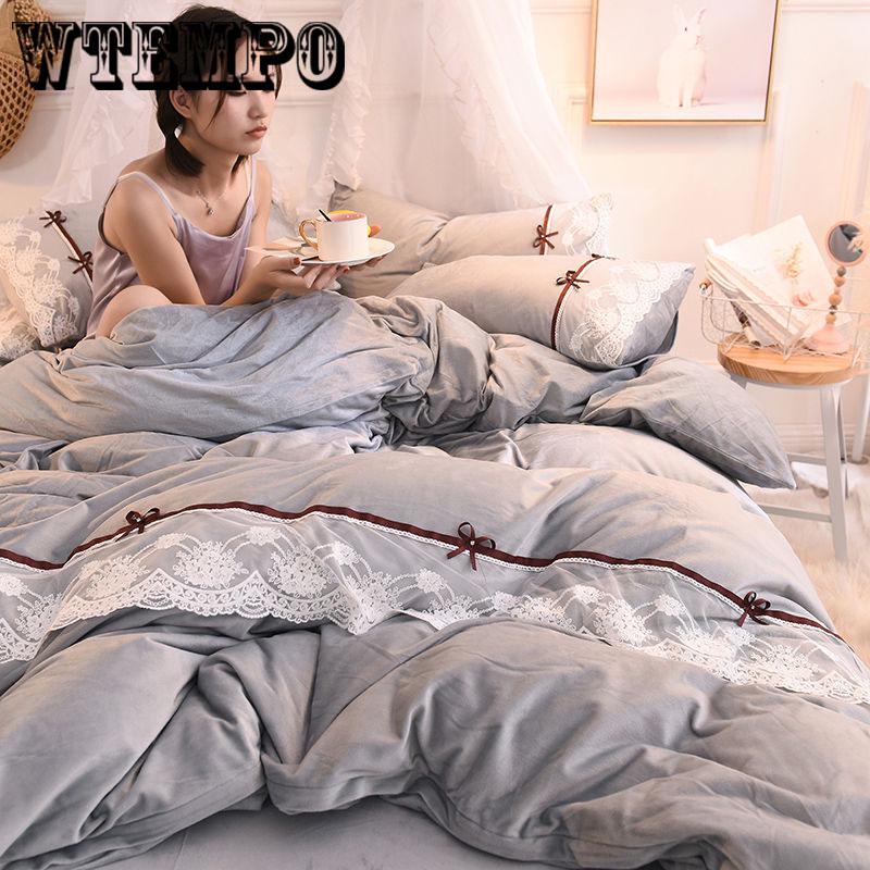 Thick Warm Flannel 4pcs Winter Coral Fleece Double-sided Baby Cashmere Crystal Quilt Cover