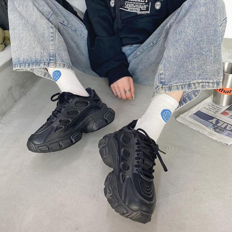 Daddy Shoes Women All-match Spring Sports Shoes Women Casual Comfortable Thick-soled Black Shoes Women