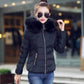 Fall/winter Down Padded Jacket with Large Fur Collar Slim Fit Short Plus Size Hooded Padded Jacket