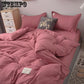 4-Piece Set Home Solid Color Duvet Cover Set Soft Cotton Comforter Cover Pillowcase Set Single Twin Queen King Sizes Quilt
