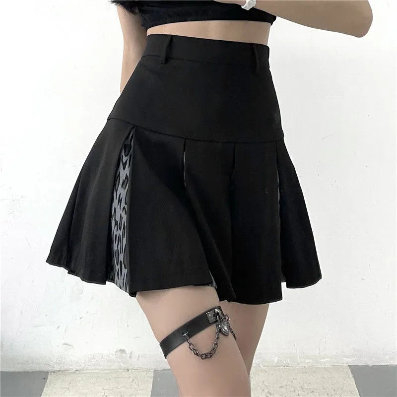 Skirts Womens Black Leopard Print Pleated Skirt Summer Club Mini Skirt Slim High Waist Casual Short A-line Skirts