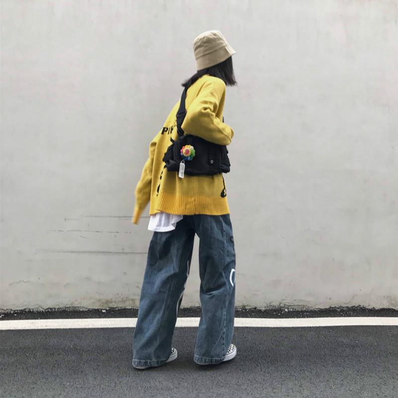 Pofulove Winter Pullover Sweater Women Pikachu Cartoon Pattern Harajuku Style Shirt Round Neck Loose
