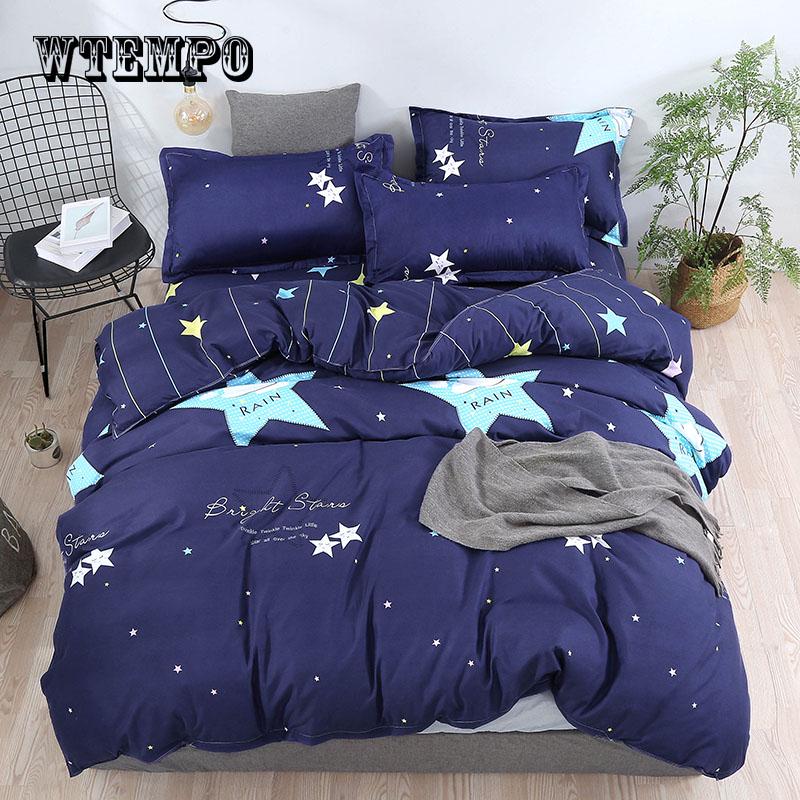 New Bedding Set Cloud Pattern Bedclothes Home Textiles Blue Bedspread Duvet Cover Set Flat Sheet