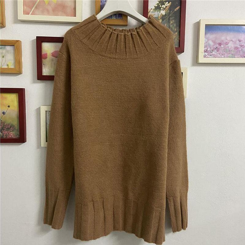 Women sexy Off-shoulder Sweaters  Autumn Winter Mid-length Loose  Knitted  pullover Sweater Dress