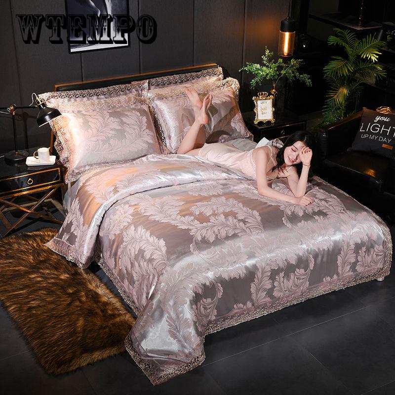 Luxury Lace Bedding Set Jacquard Duvet Cover Sets Bed Sheet Pillowcases Queen King Size 4pcs