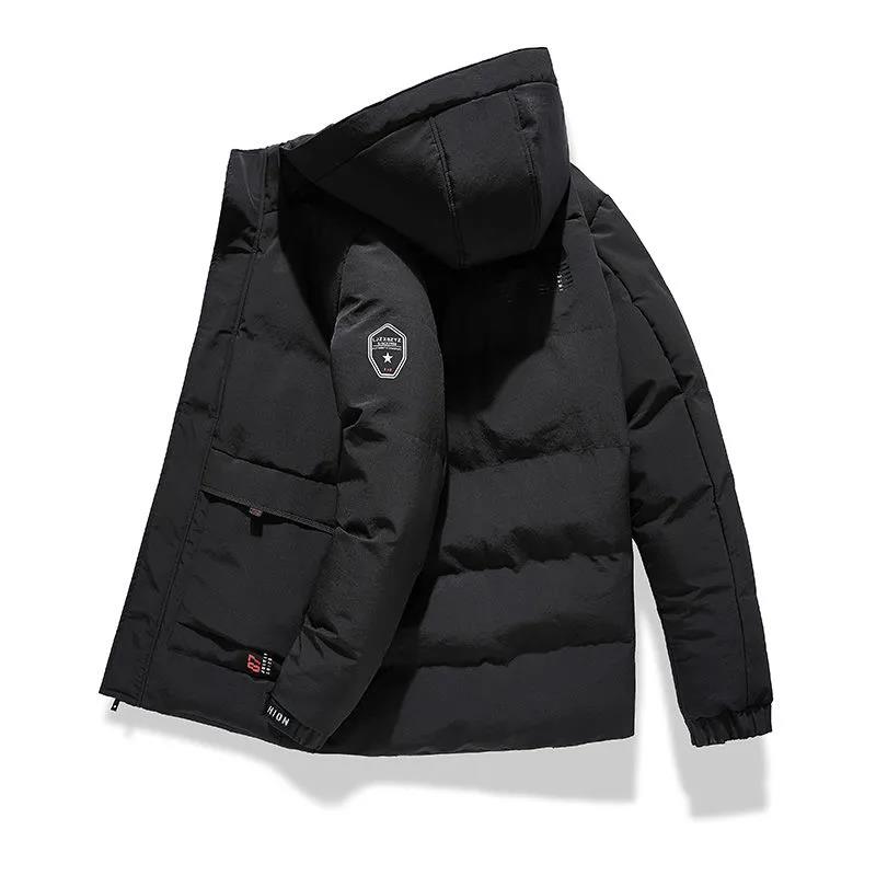 Winter Padded Jacket Men's Plus Velvet Thick Warm Sports Casual Jacket Young and Middle-aged Men's Winter Warm Down Jacket