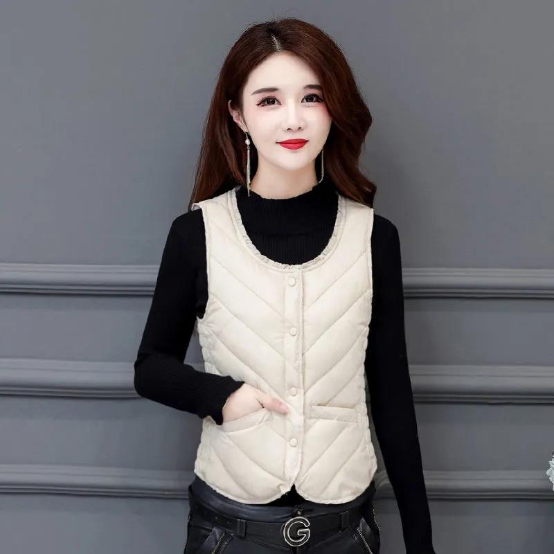 Winter Ladies  Vest Jacket Fashion Glossy Down Cotton Sleeveless Jacket Thicken Warm Winter Vest