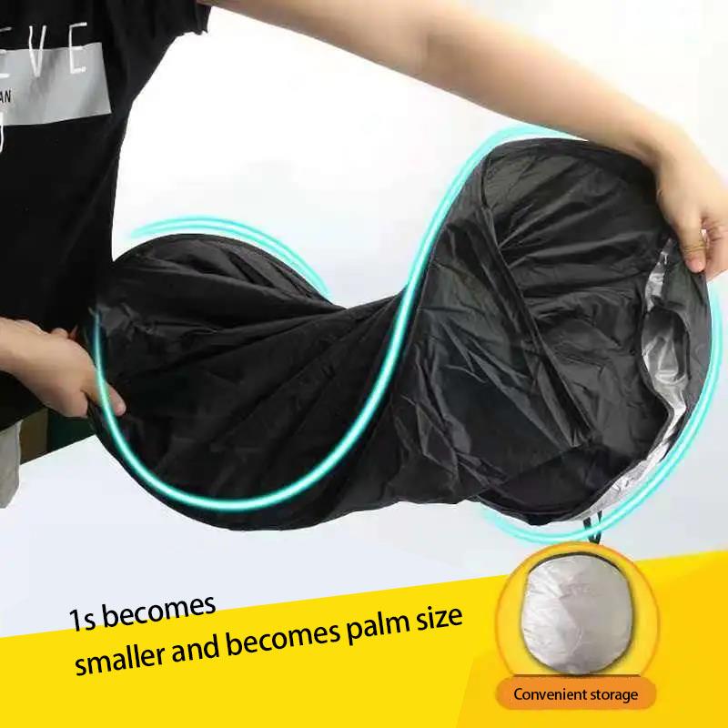 Car Sun Visor Double Ring Folding Storage Silver-plated Cloth Sunshade Block Light Black Bottom Heat Insulation Summer Car Interior Cooling Supplies