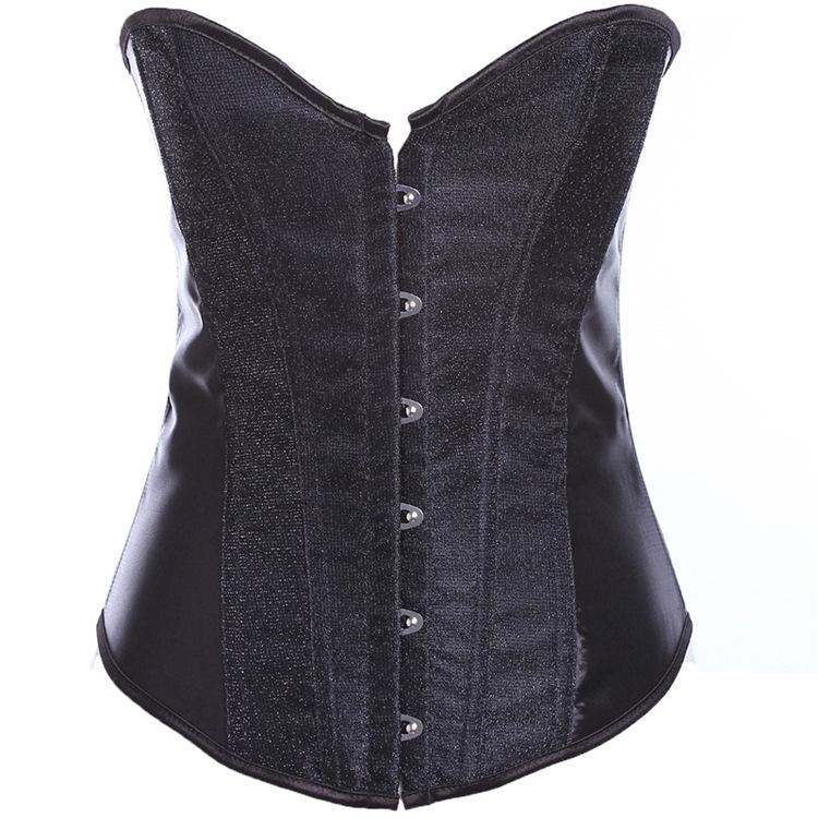 Jacquard Corset Satin Zipper Overbust Waist Trainer Sexy Red Black Apricot White Grey Gothic Corsets