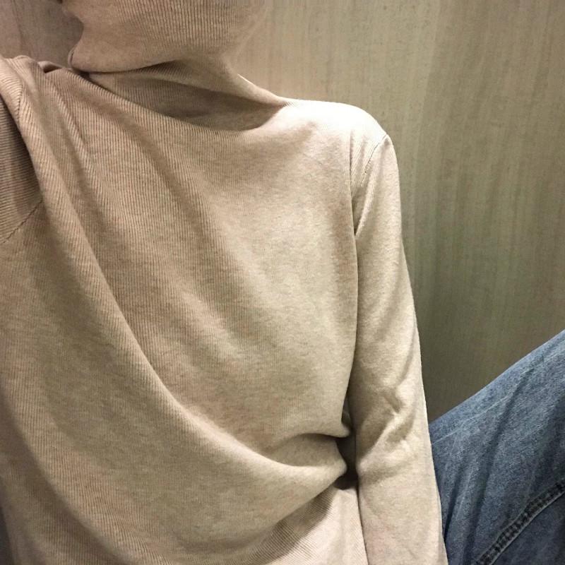 Pofulove Autumn Winter Pile Collar Sweaters Turtleneck Long-sleeved Bottoming Sweater Pullover