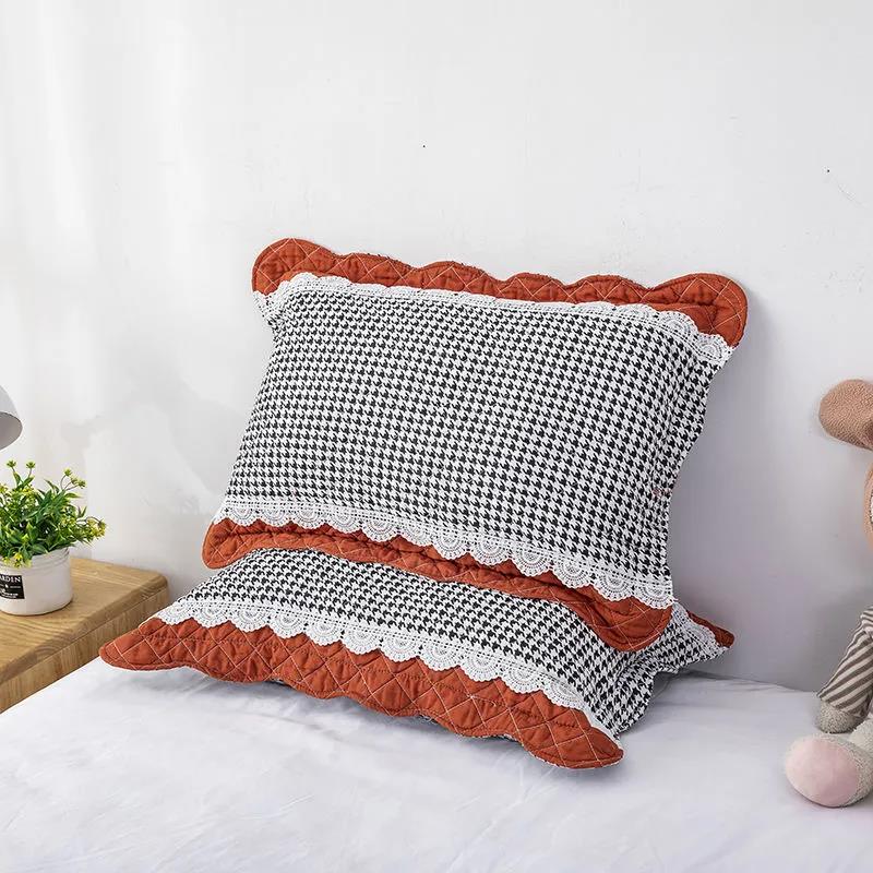 Solid Color Cartoon Embroidered Cotton Quilting Thickening Process Four Seasons Universal Adult Children's Pillowcase Pillowcase 60*40