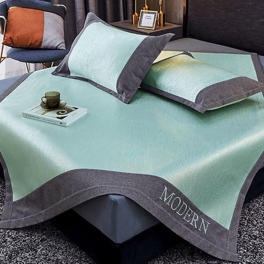 Three-piece Summer Skin-friendly Ice Silk Bed Sheet Mat Washable Non-slip Bedding Protection Cover